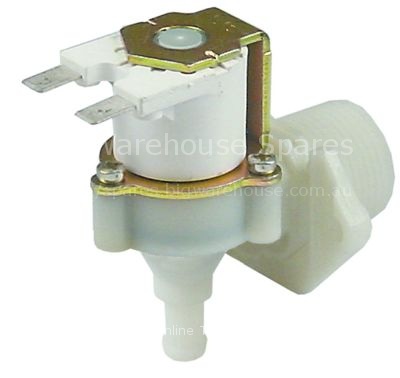 Solenoid valve single angled 230VAC inlet 3/4" outlet 10mm input