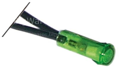 Indicator light ø 6mm 230V green cable length 400mm temp.-resist
