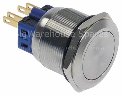 Push switch mounting measurements ø25mm round silver 1NO/1NC 250