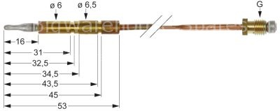 Thermocouple M8x1 L 600mm plug connection ø6.0mm
