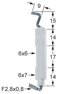 Ignition electrode D1 ø 6x7mm connection F 2.8x0.8mm BL1 14mm BL