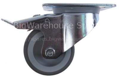 Swivel castor with brake ø 80mm with flange plate bearing slide