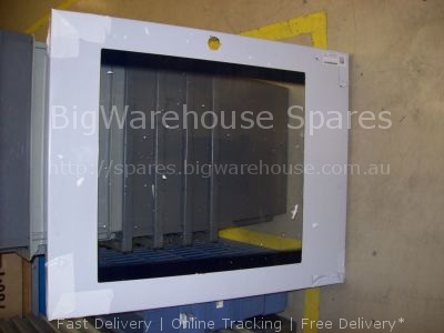 Door with glass plate mounting pos. outer