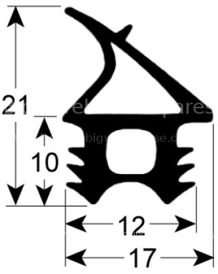 Door seal profile 2761 W 555mm L 615mm outer plug size Qty 1 sui