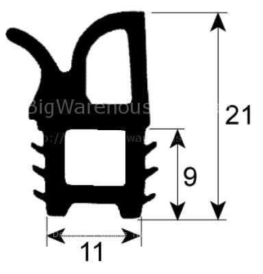 Tray rack trolley gasket profile 4050 L 1020mm Qty 1