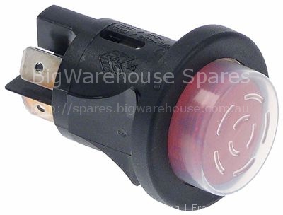 Momentary push switch mounting measurements ø25mm round red 1NO/