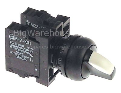 Rotary switch mounting measurements ø22mm black latching 1NC/1NO
