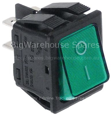 Momentary rocker switch mounting measurements 30x22mm green 2NO