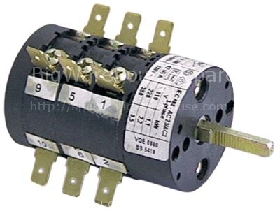 Rotary switch 12A shaft ø 5x4.5mm connection male faston 6.3mm 6