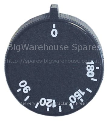 Knob thermostat t.max. 180°C ø 45mm shaft ø 6x4.6mm shaft flat r