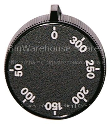 Knob thermostat t.max. 300°C ø 45mm shaft ø 6x4.6mm shaft flat r