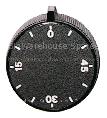 Knob time 60min ø 45mm shaft ø 6x4.6mm shaft flat right black