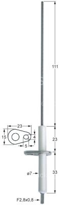 Ignition electrode flange length 23mm flange width 1 15mm D1 ø 7