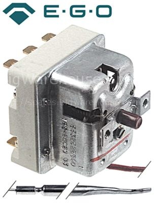 Safety thermostat switch-off temp. 125°C 3-pole 0,5A probe ø 4mm