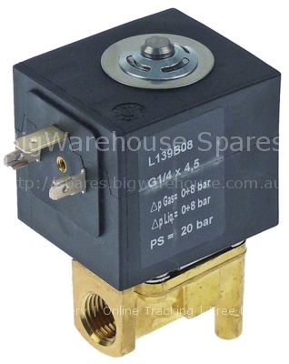 Solenoid valve brass 2-ways 230VAC inlet 1/4" outlet 1/4" connec