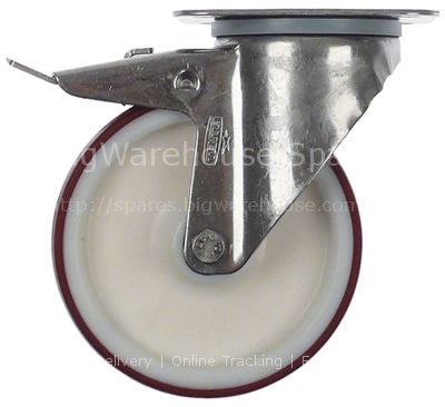 Swivel castor with swivel brake ø 125mm plate fixing housing sta