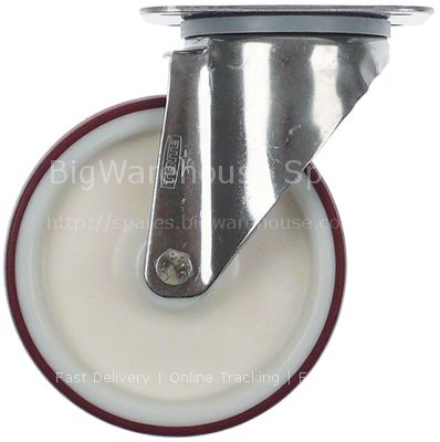 Swivel castor without brake ø 125mm plate fixing housing stainle