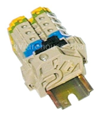 Rail-mounted terminal block 5-pole contacts 3P+N+E cross section