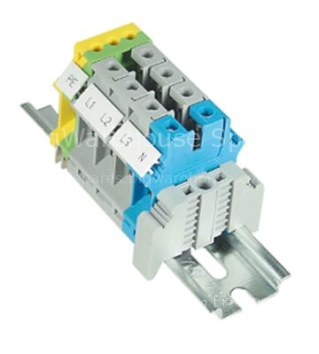 Rail-mounted terminal block 5-pole contacts 3P+N+E cross section