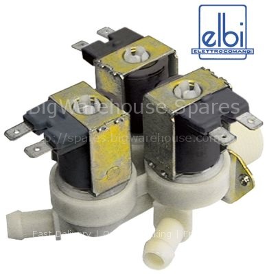 Solenoid valve triple straight 230VAC inlet 3/4" outlet 11,5mm D