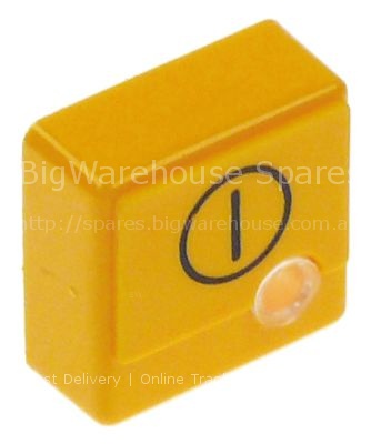 Push button size 23x23mm yellow ON-OFF with lens
