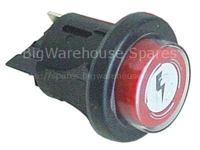 Momentary push switch mounting measurements ø25mm round red 1NO