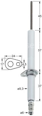 Ignition electrode flange length 24mm flange width 17mm D1 ø 9,3