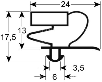 Refrigeration gasket profile 9012 W 345mm L 362mm plug size draw