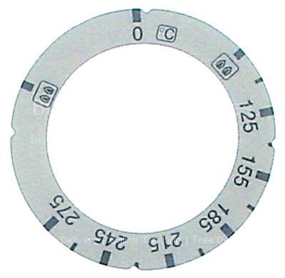 Knob dial plate gas thermostat t.max. 275°C silver