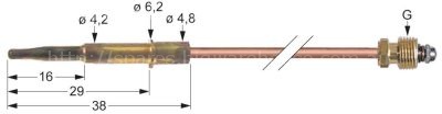 Thermocouple M8x1 L 600mm plug connection ø6.0mm