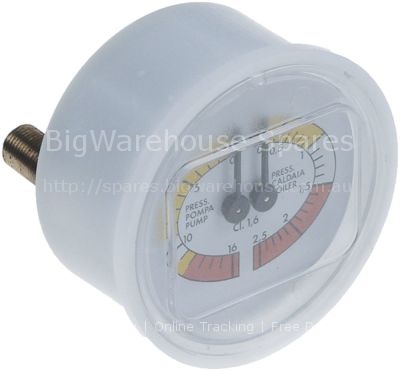 Manometer double scale ø 63mm pressure range 0-2.5 / 0-16bar