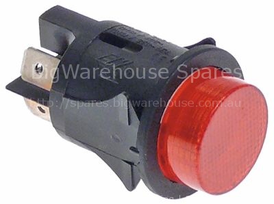 Momentary push switch mounting measurements ø25mm round red 1NO/