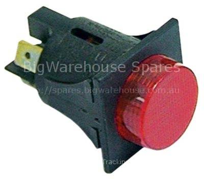 Push switch mounting measurements ø25mm round red 2NO 250V 16A i