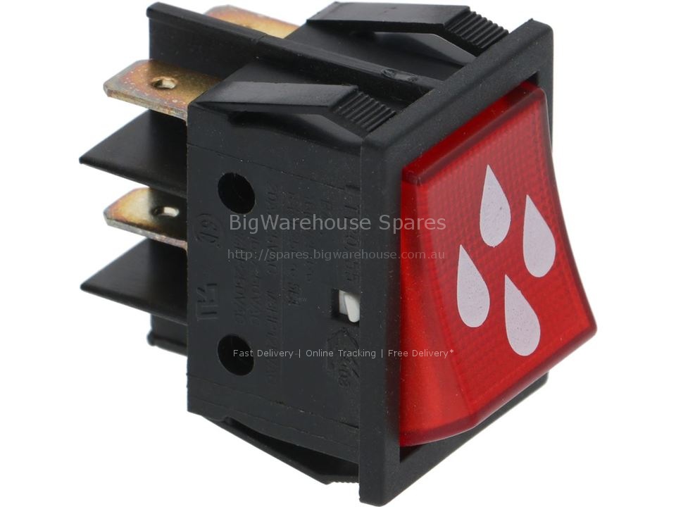 SWITCH 2-POLES RED 16A 250V