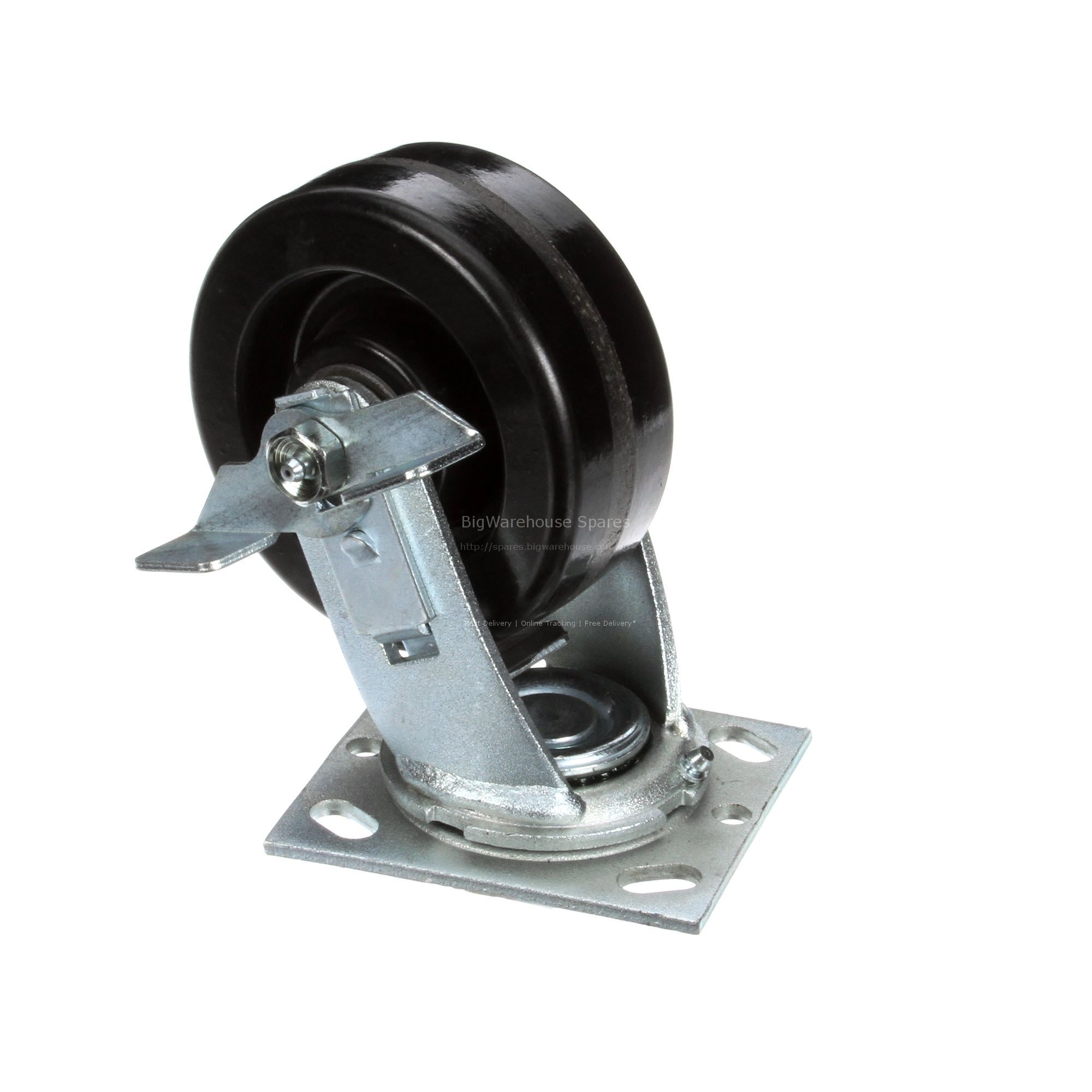 CASTER;SWVL W/BRAKE FLAT PLATE