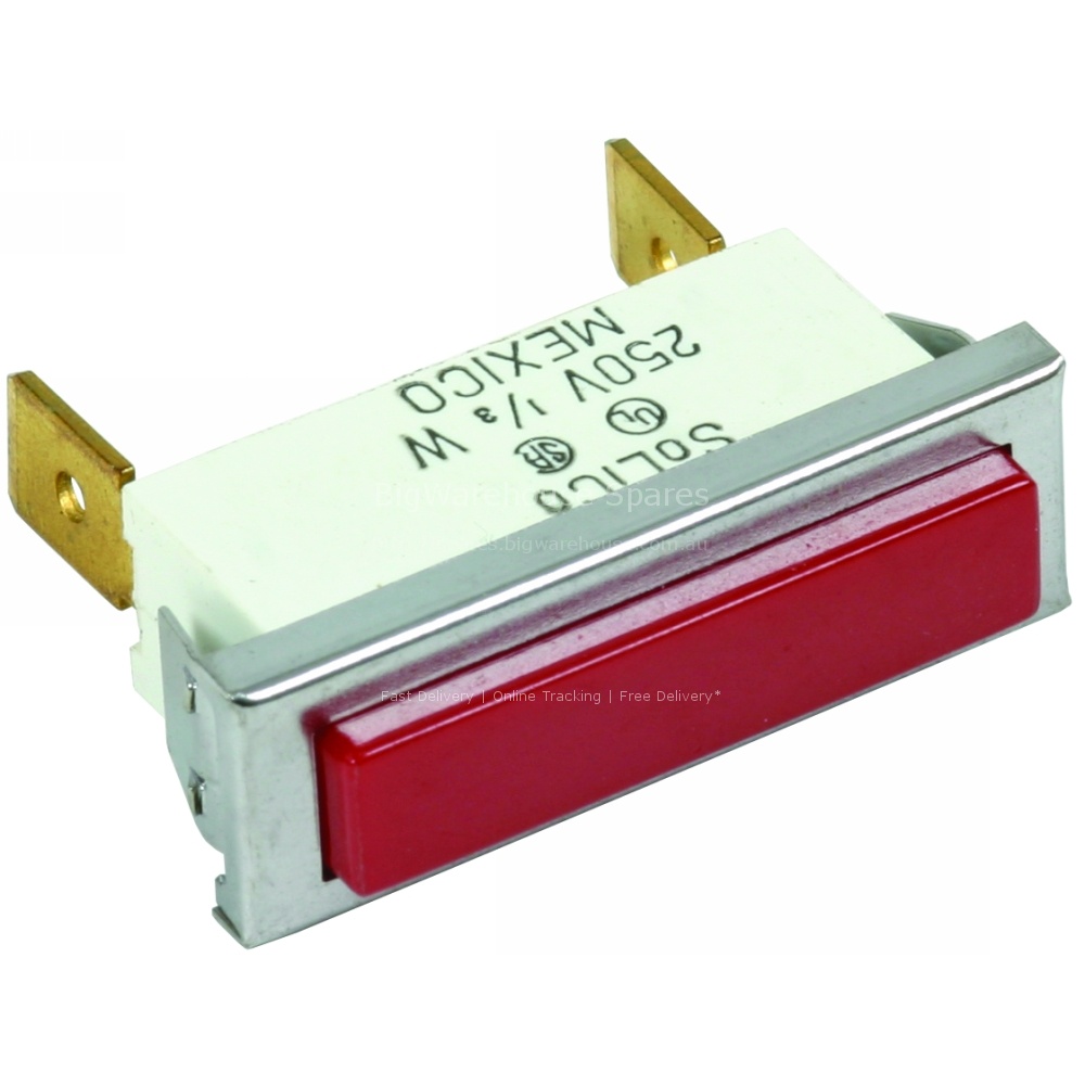 LIGHT INDICATOR RED RECTANGULAR 250V