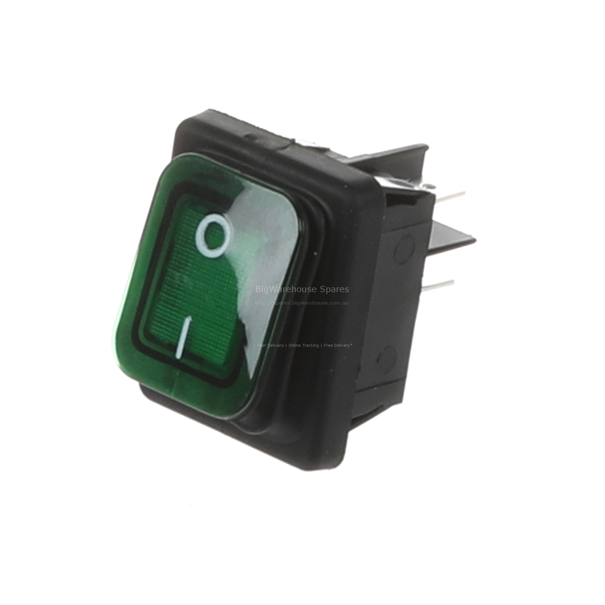 Rocker Switch, Green Lighted, 20A