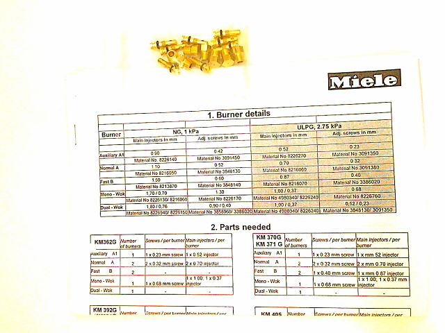 Miele Cooktop Km 370g Conversion Kit From Nat To Lpg